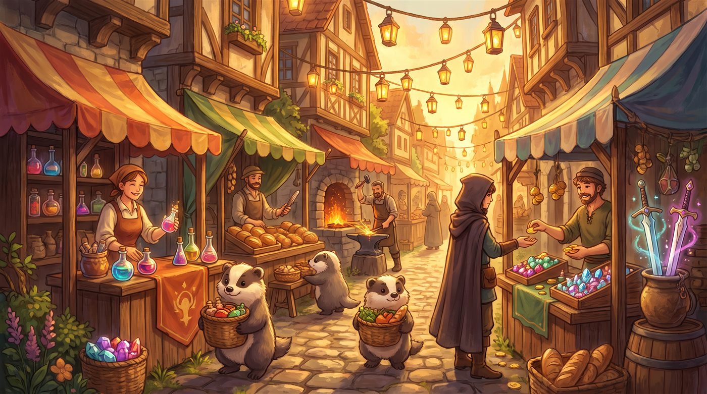 Mercado movimentado por aventureiros